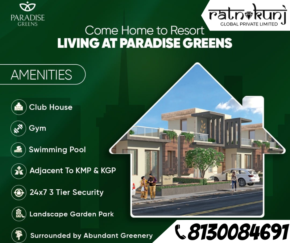 PARADISE GREENS VILLAS | NOIDA EXTENSION | | ₹ 76 Lacs Onwards* |☎️ 8130084691