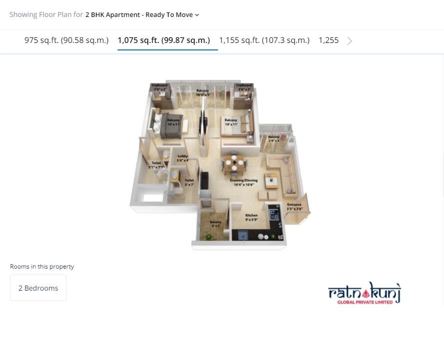 NCR Monarch and Crown : 2 BHK FLAT